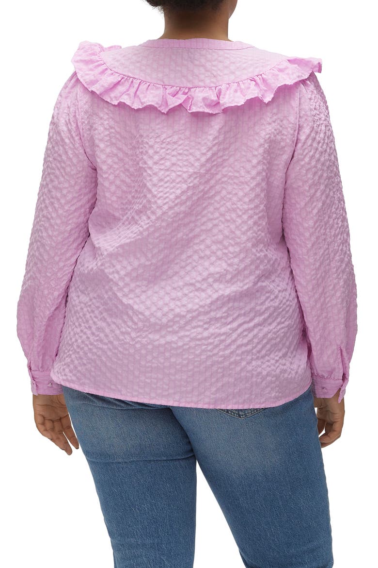 Cira Ruffle Shoulder Button-Up Shirt, Alternate, color, PASTEL LAVENDER