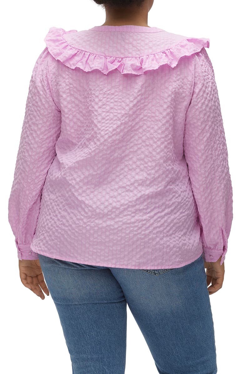 VERO MODA CURVE Cira Ruffle Shoulder Button-Up Shirt, Alternate, color,