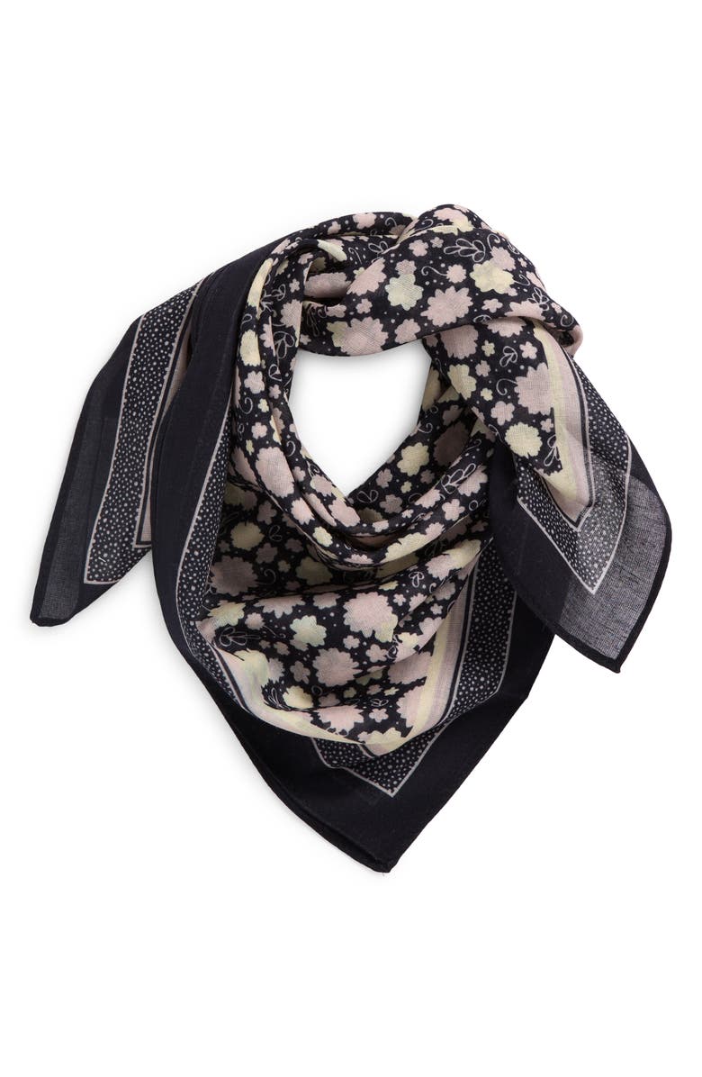 Treasure & Bond Cotton Gauze Bandana, Alternate, color, Navy Blooming Flowers