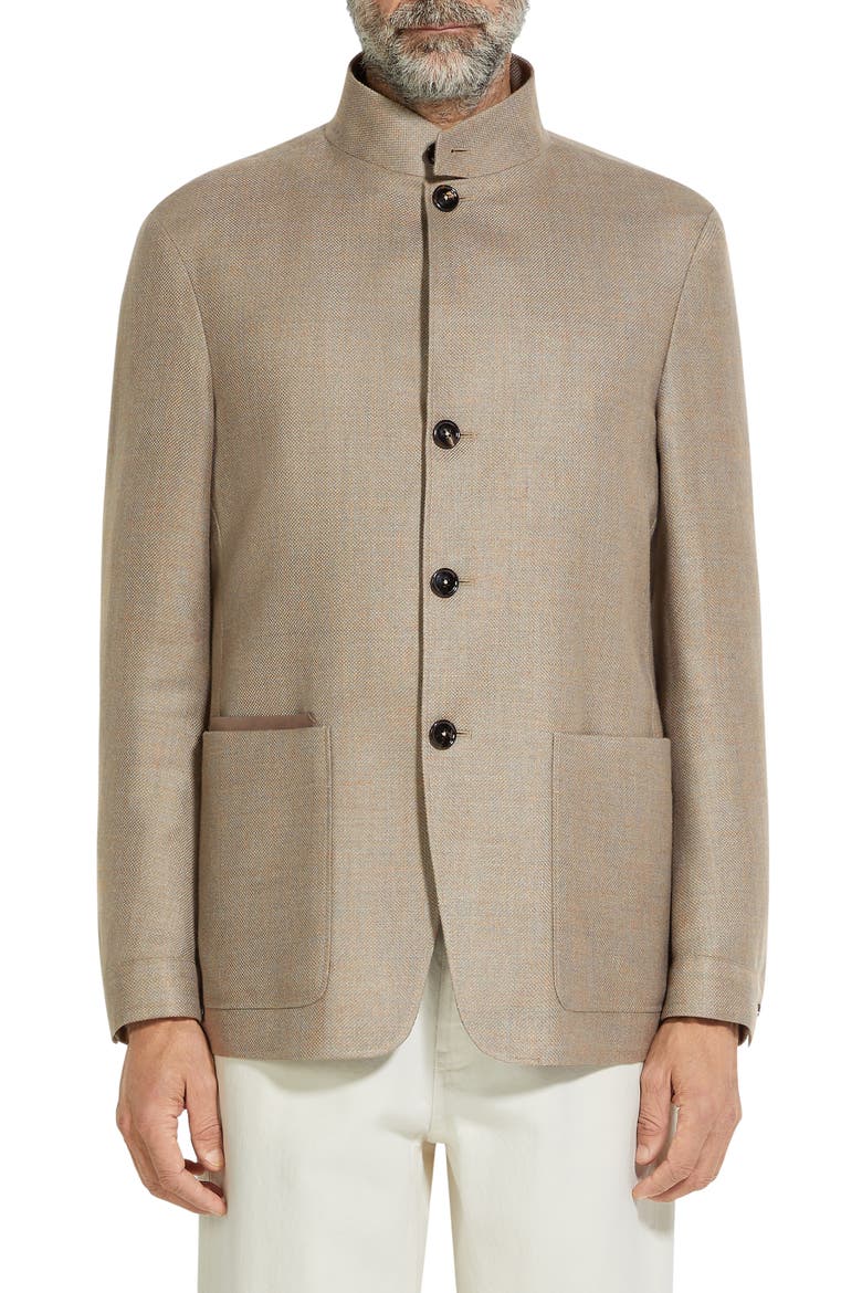 Cashmere, Silk & Linen II Conte Jacket, Main, color, LIGHT TAUPE