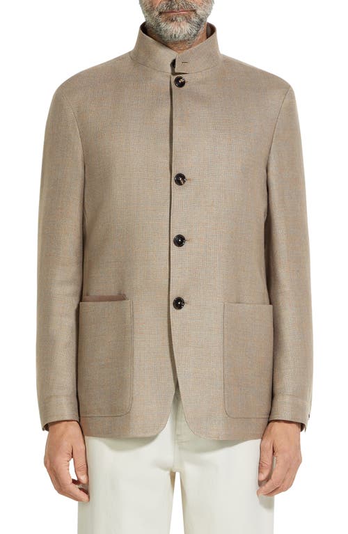 Zegna Linen-blend Shirt Jacket In Light Taupe
