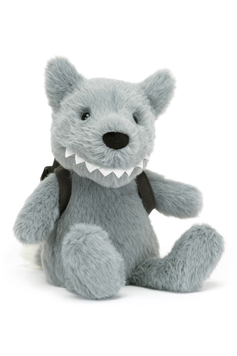 Backpack Wolf Stuffed Animal, Main, color, GREY