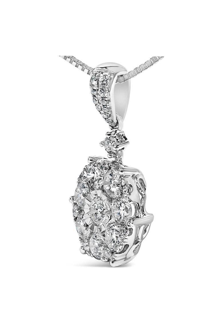 14K White Gold 1 1/5 Cttw Diamond Composite Cluster Pendant Necklace, Alternate, color, White