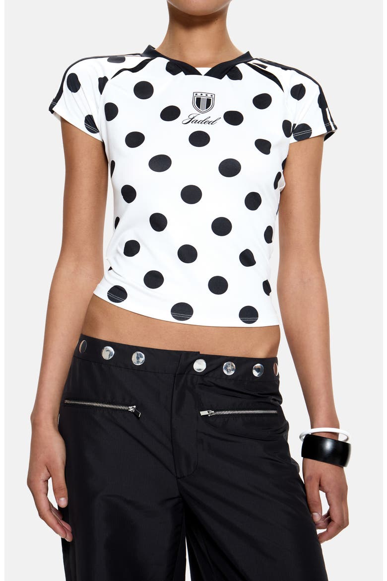 No.13 Polka Dot Football Top, Main, color, WHITE