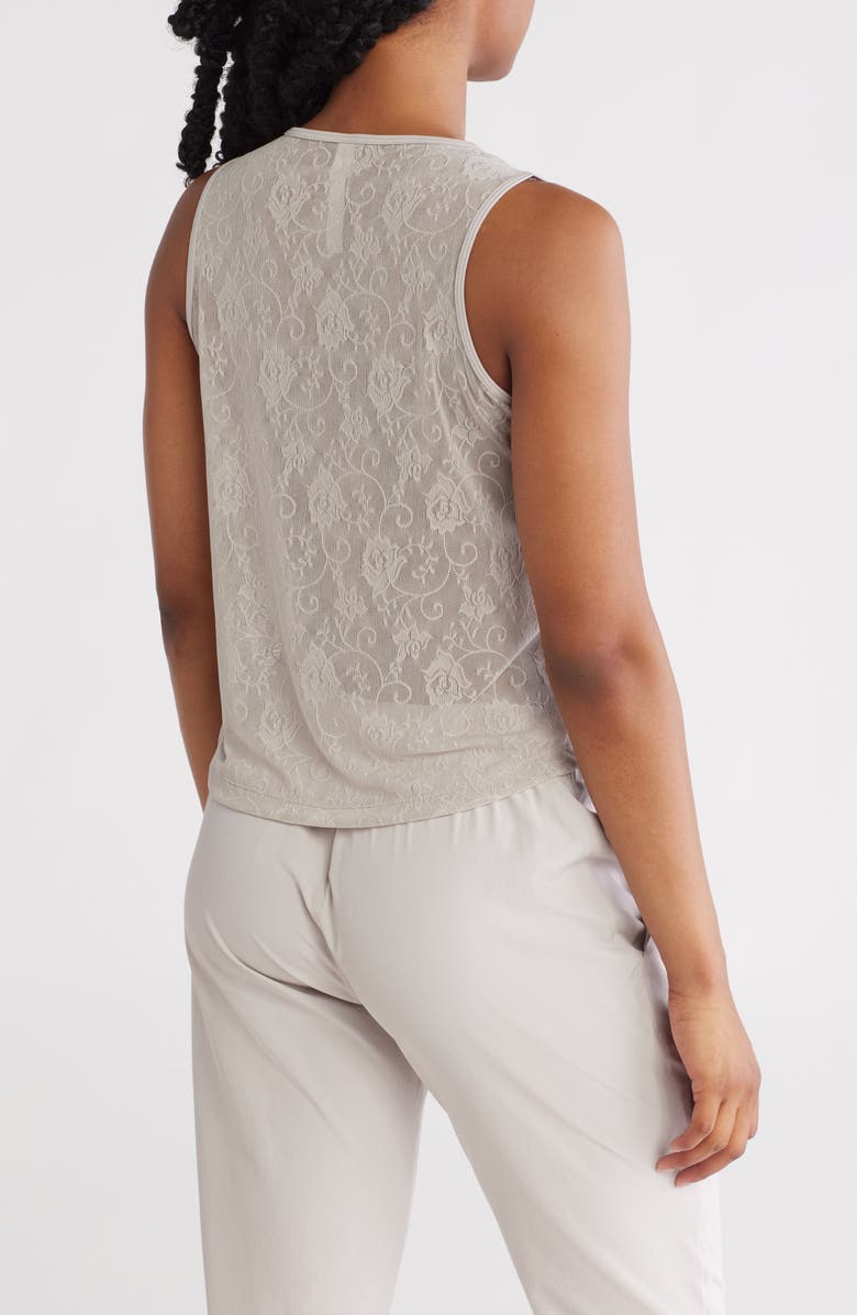 X by Gottex Lace Sleeveless Top, Alternate, color, Moon Beam