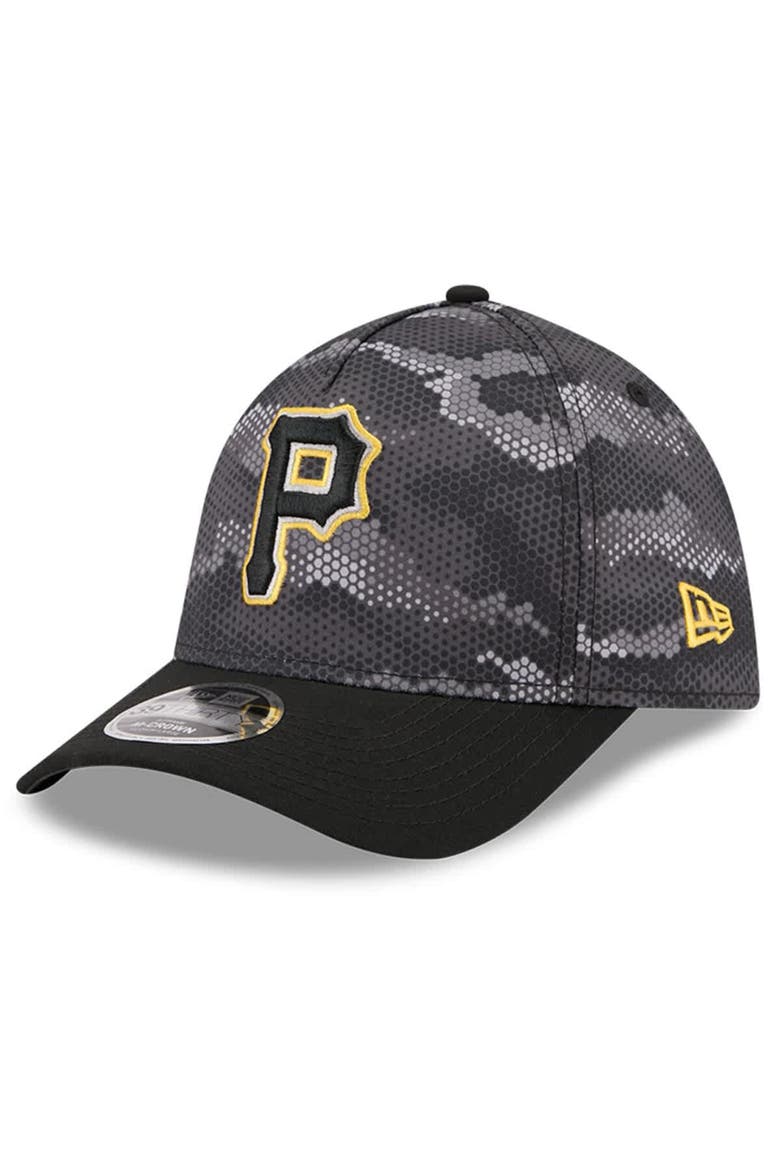 Men's New Era Black Pittsburgh Pirates Camo 39THIRTY A-Frame Flex Hat, Main, color, Black
