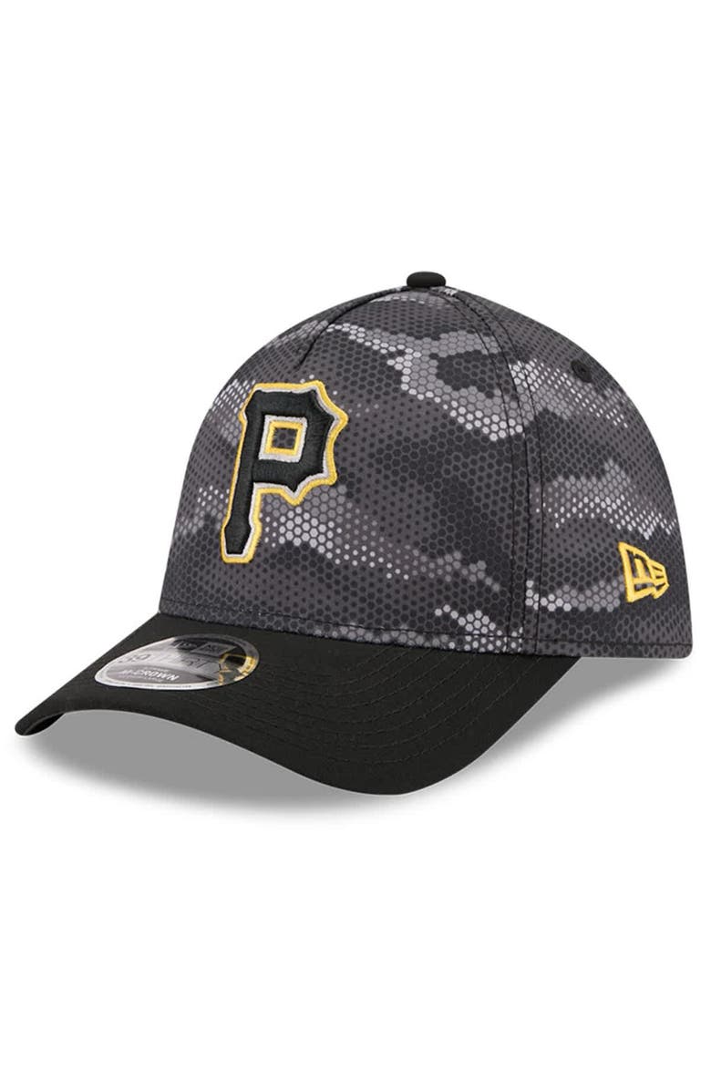 New Era Men's New Era Black Pittsburgh Pirates Camo 39THIRTY A-Frame Flex Hat, Main, color, Black