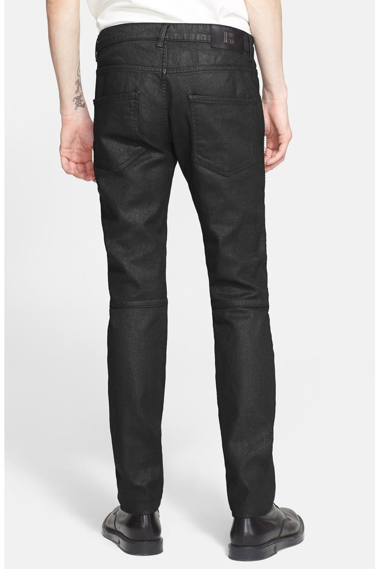 Coated Moto Jeans, Alternate, color, BLACK