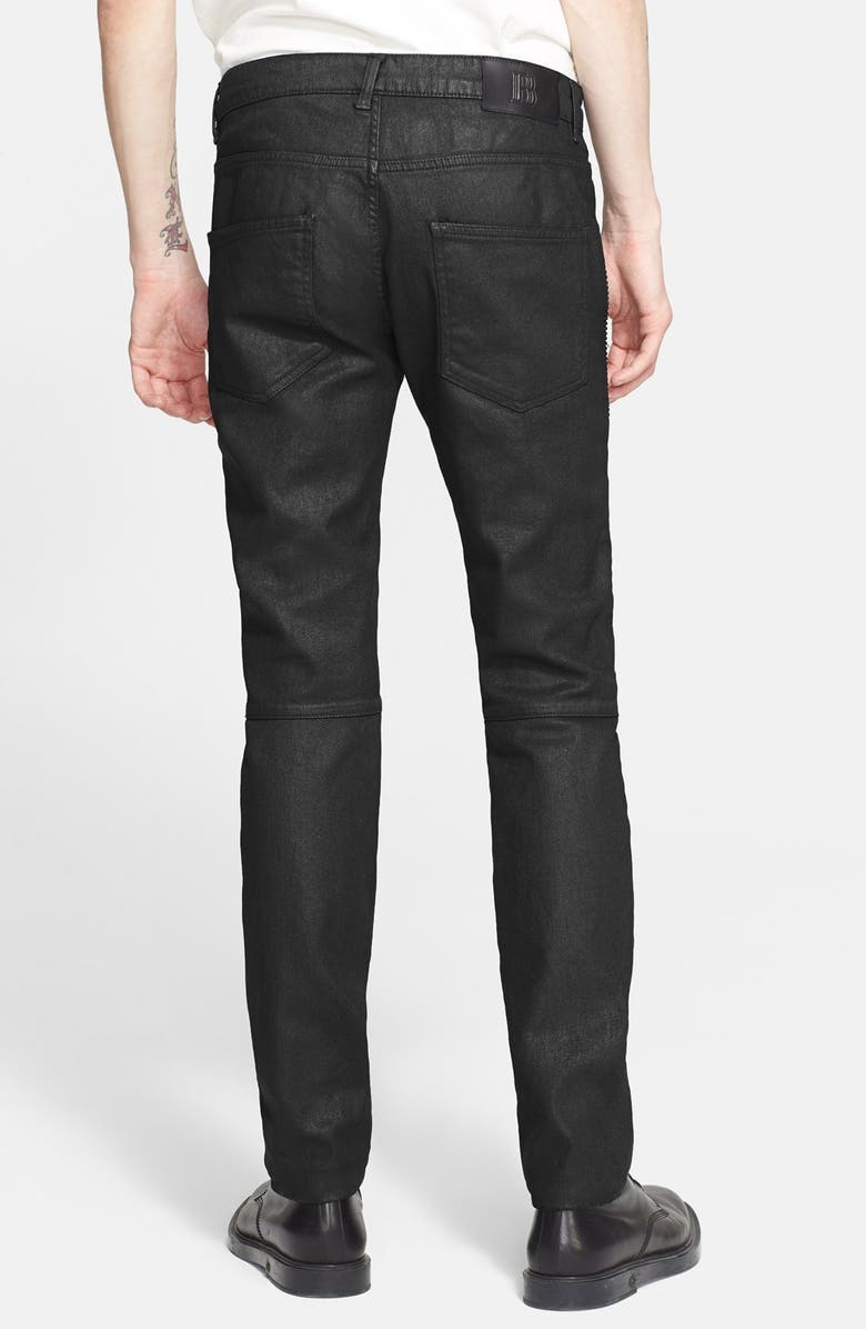 Pierre Balmain Coated Moto Jeans, Alternate, color, Black