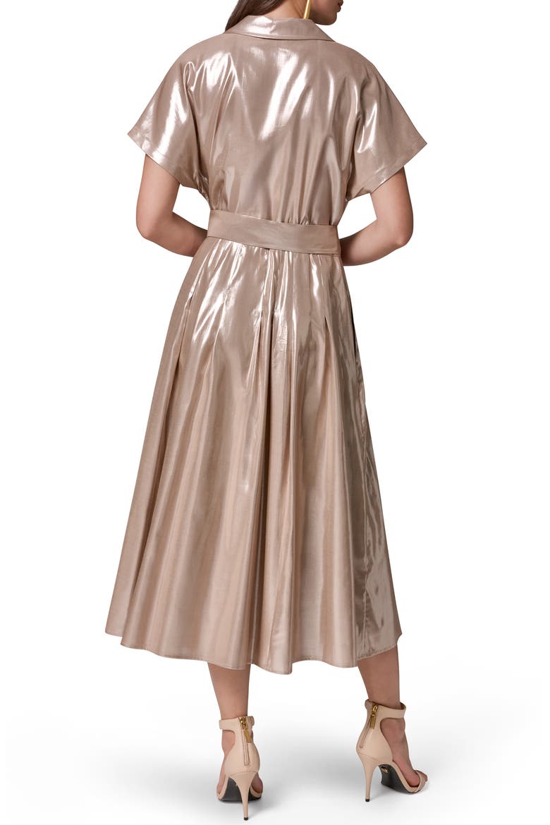 Metallic Belted Shirtdress, Alternate, color, SNOW PETAL/ SILVER