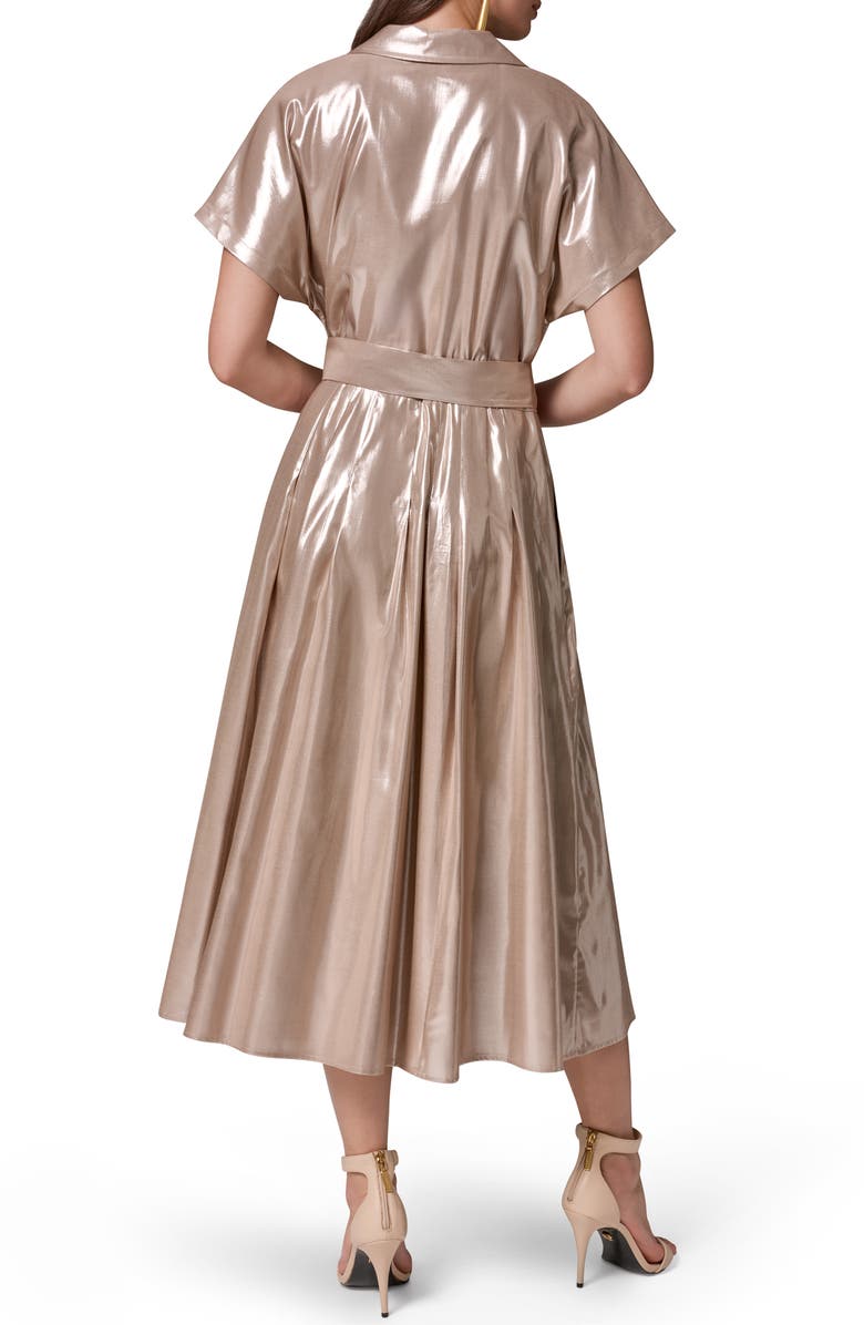 Donna Karan New York Metallic Belted Shirtdress, Alternate, color, Snow Petal/ Silver