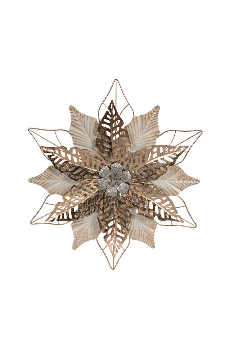 Gallerie II Christmas Poinsettia Wall Hanging Gold Decorative Art Sculpture 18", Main, color, 