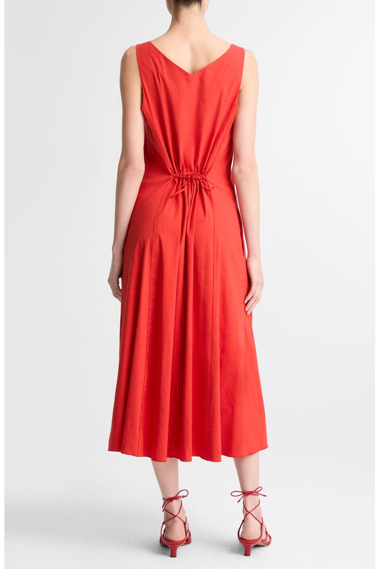 Tie Back Sleeveless Linen Blend Maxi Dress, Alternate, color, POPPY