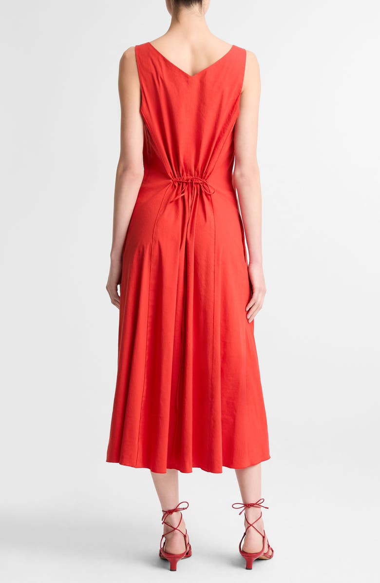 Vince Tie Back Sleeveless Linen Blend Maxi Dress, Alternate, color, Poppy