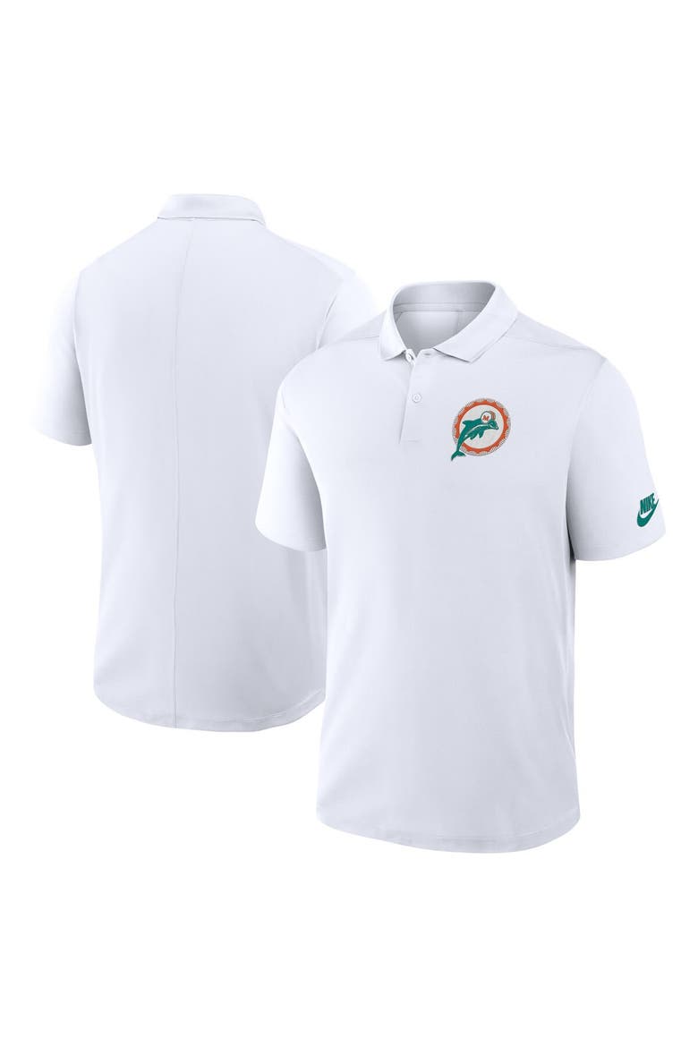 Men's Nike White Miami Dolphins Rewind Victory Performance Polo, Alternate, color, White