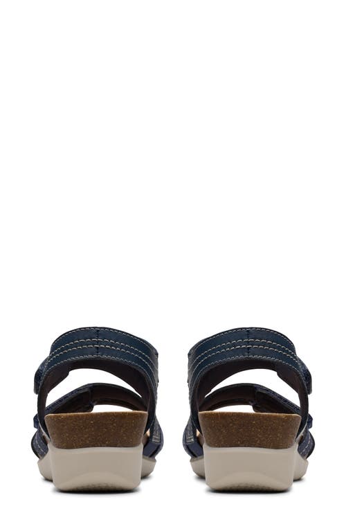 Clarks ® Calenne Clara Wedge Sandal In Navy Combi