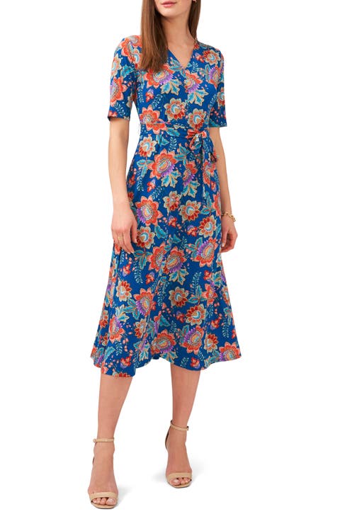 V-Neck Tie Waist Midi Dress