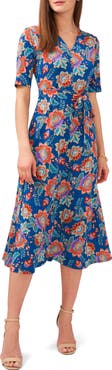 Chaus V-Neck Tie Waist Midi Dress