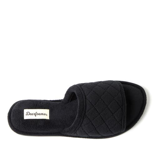 DEARFOAMS DEARFOAMS BEATRICE QUILTED MICROFIBER TERRY SHOWER SLIDE SLIPPER