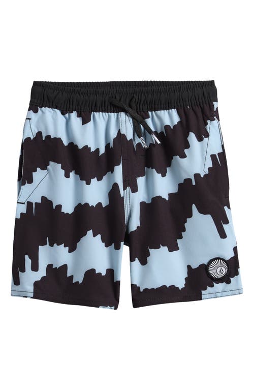 Volcom Kids' Lido Print Swim Trunks In Ice Blue
