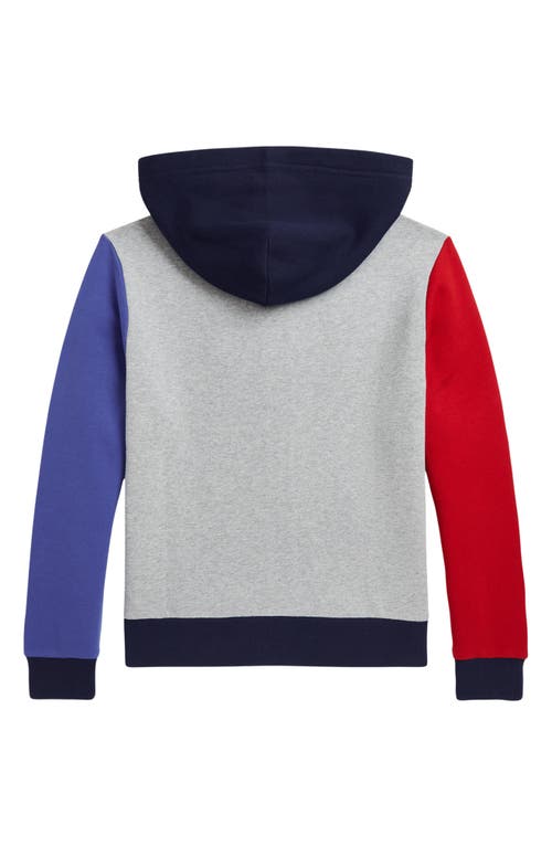 Polo Ralph Lauren Baseball-logo Fleece Full-zip Hoodie In Andover Heather