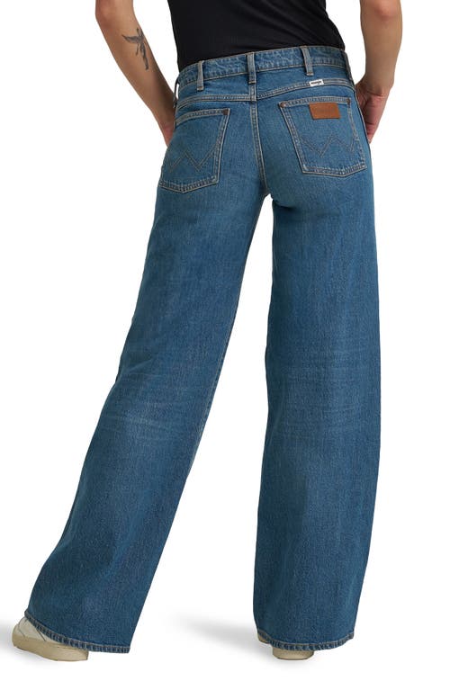 Wrangler Worldwide Mid Rise Wide Leg Jeans In Blue