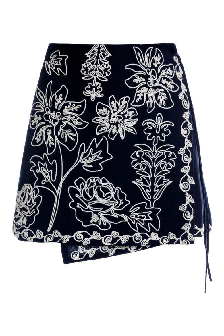 Danina Batik Wrap Cover-Up Skirt, Alternate, color, BLACK