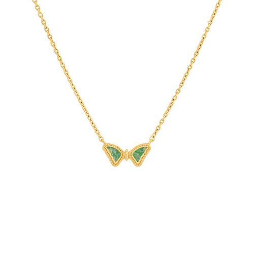 Karma And Luck Fresh Beginnings Amazonite Butterfly Gold Necklace In Gold