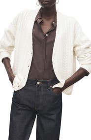 MANGO Cable V-Neck Cardigan