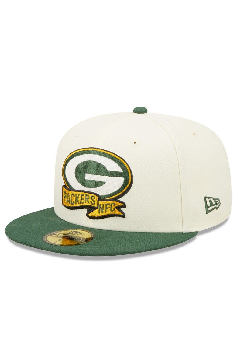 New Era Men's New Era Cream/Green Green Bay Packers 2022 Sideline 59FIFTY Fitted Hat, Alternate, color, 