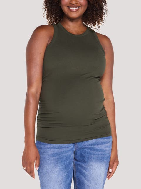 Crew Neck Side Ruched Tank