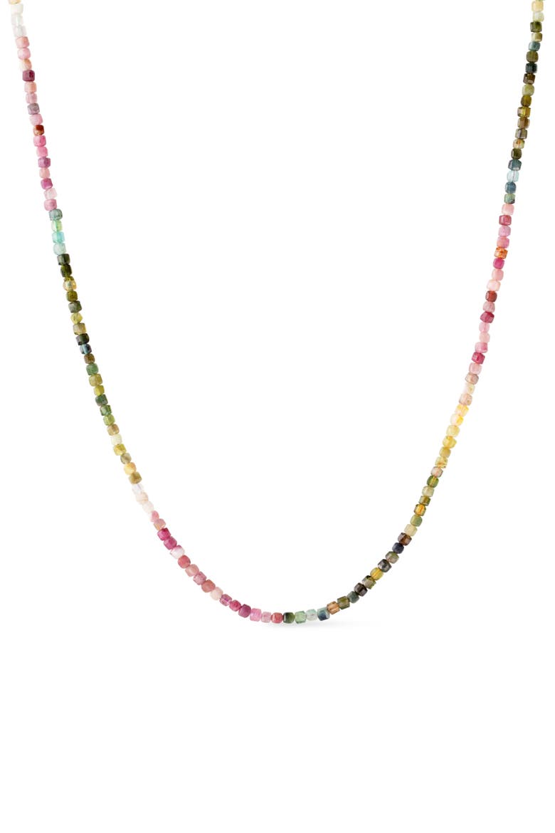 Solid Yellow Gold - Tourmaline Beaded Necklace, Main, color, Gold