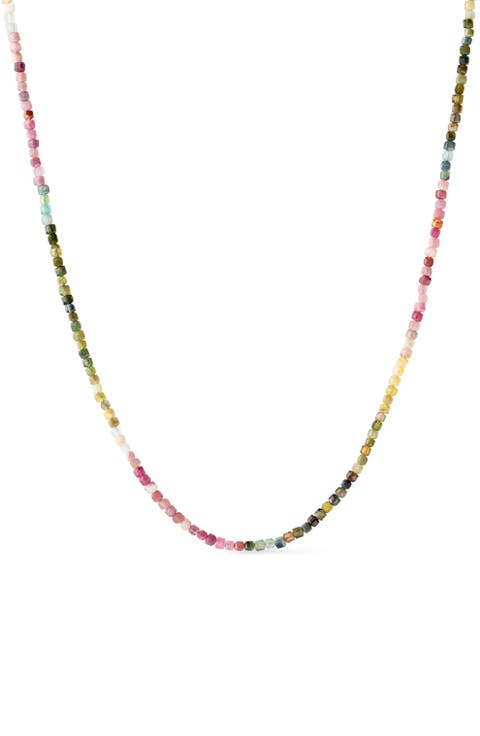 Solid Yellow Gold - Tourmaline Beaded Necklace