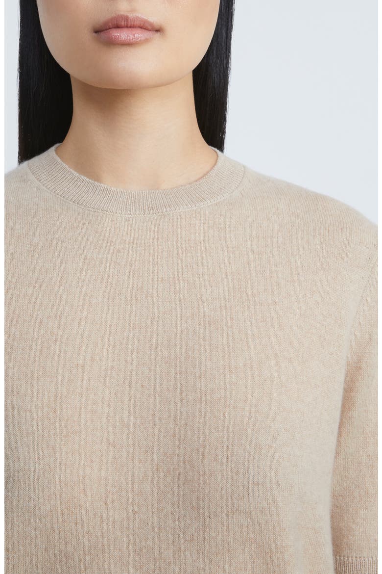 Metallic Short Sleeve Cashmere Sweater, Alternate, color, DUNE MELANGE