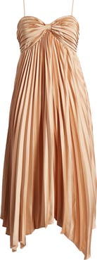 Petal & Pup Vikki Pleated Sleeveless Satin Maxi Dress