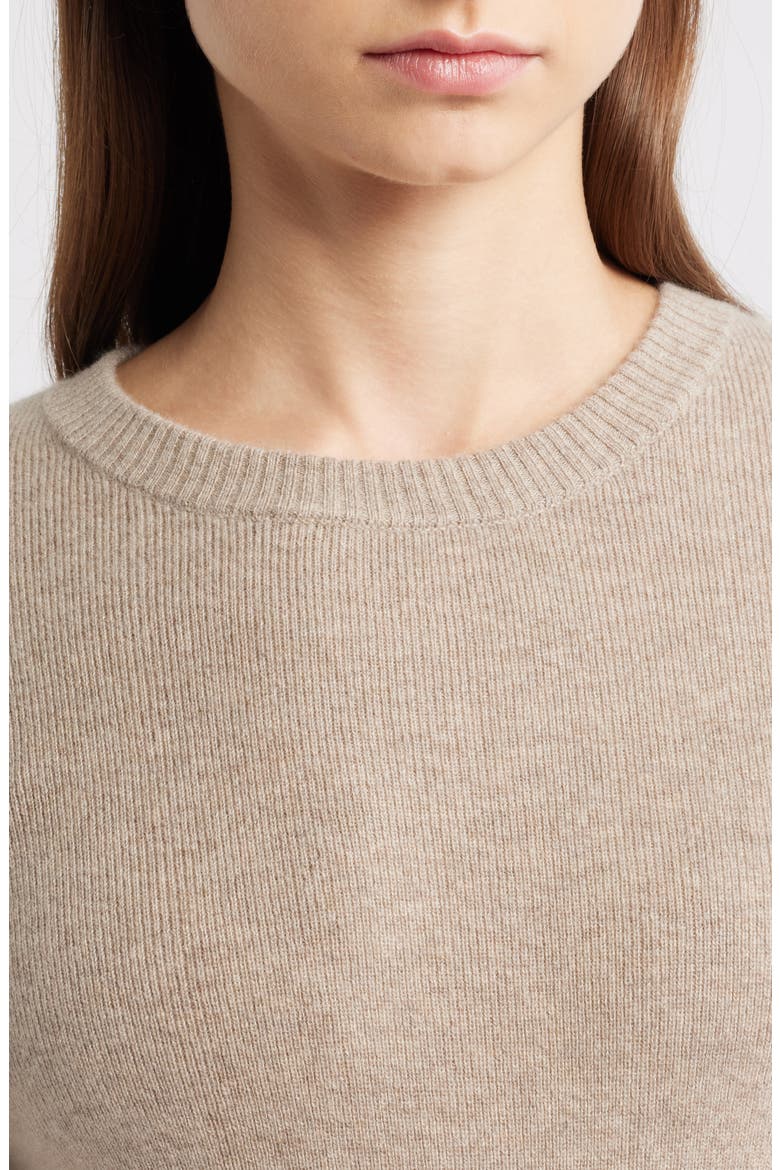 The Kellie Belted Long Sleeve Cashmere Midi Sweater Dress, Alternate, color, BROWN/ TAUPE HEATHER