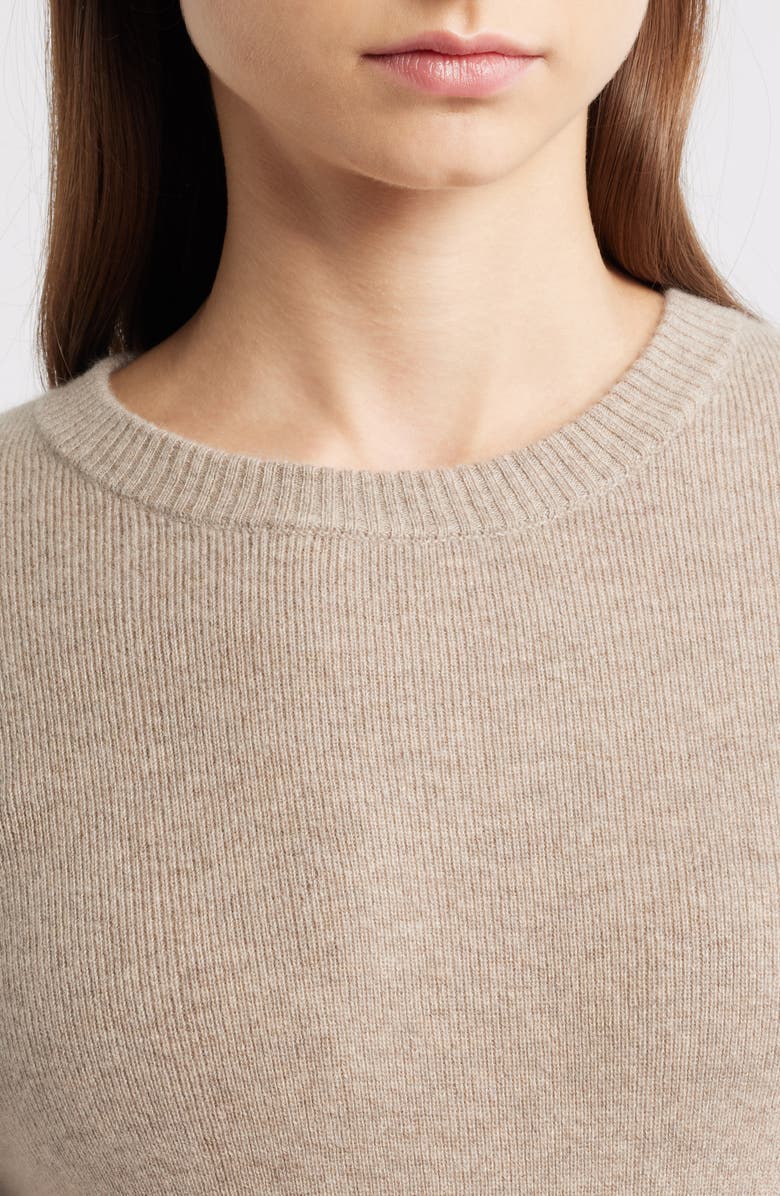 Elie Tahari The Kellie Belted Long Sleeve Cashmere Midi Sweater Dress, Alternate, color, Brown/ Taupe Heather