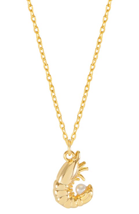 Shrimp Faux Pearl Pendant Necklace