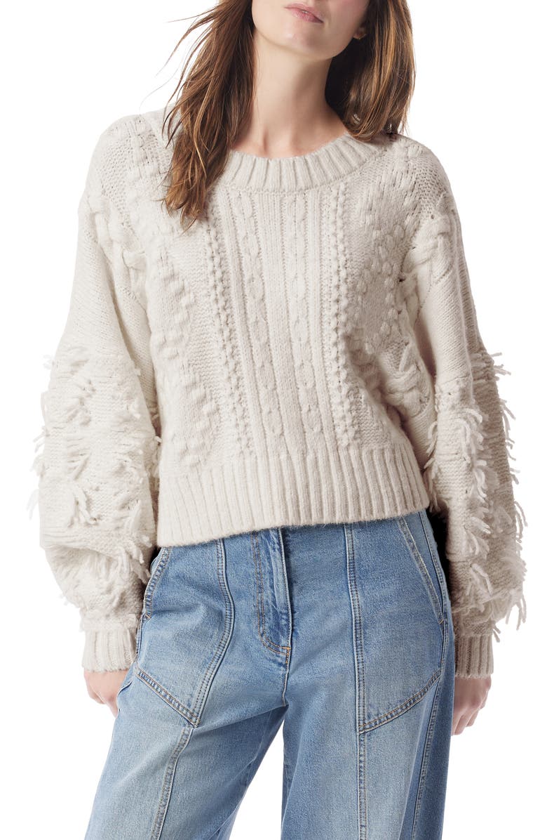 DO by Dee Ocleppo Cassia Fringe Cable Sweater, Main, color, Natural