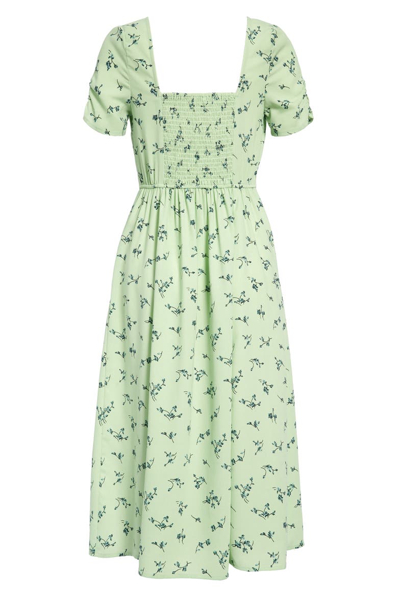 Square Neck Maxi Dress, Alternate, color, GREEN VERANDA NORA FLORAL