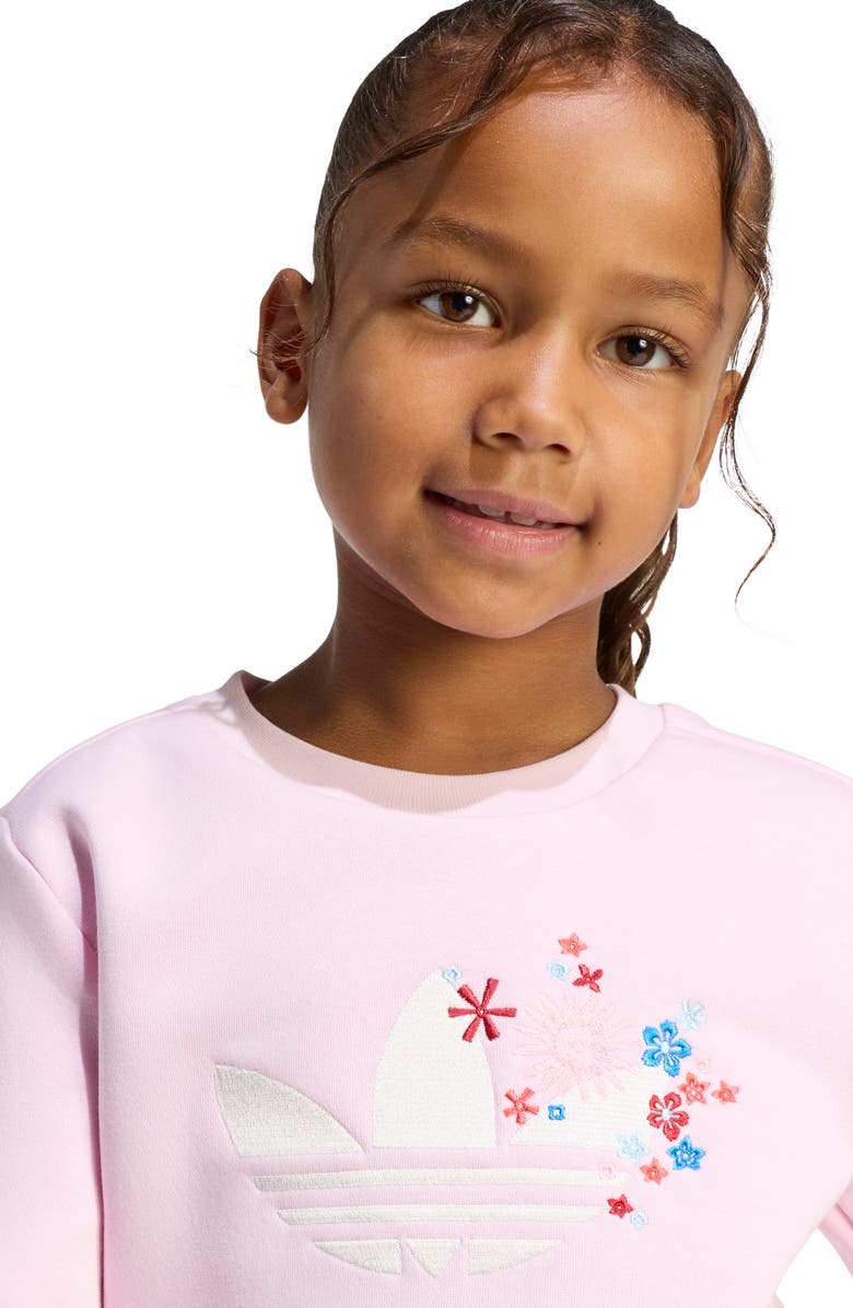 adidas Kids' Embroidered Cotton Blend Sweatshirt & Sweatpants Set, Alternate, color, Clear Pink
