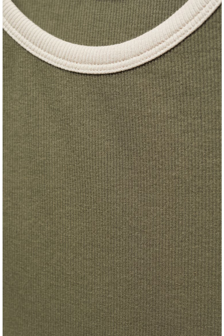 Contrast Trim Cotton Blend Midi Dress, Alternate, color, KHAKI GREEN