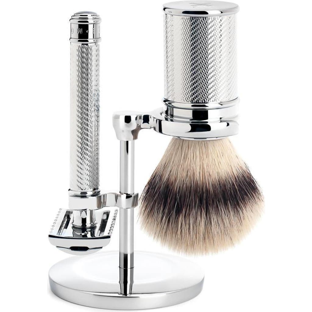 Mühle Chrome Silvertip Fiber & Open Comb Safety Razor Shaving Set In Silver