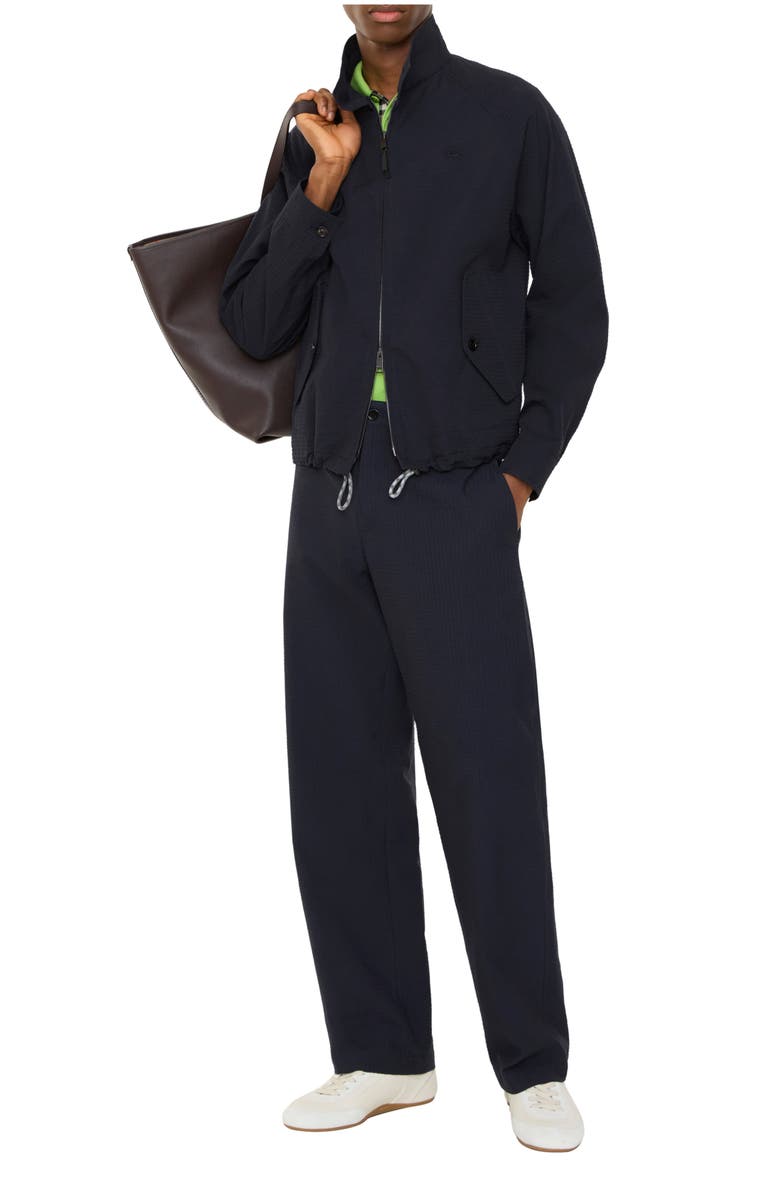 Burberry Cotton Linen Tailored Trousers, Main, color, Navy