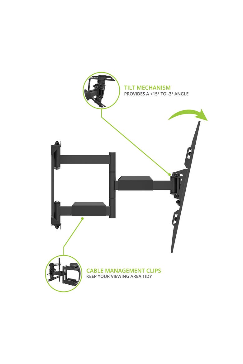 LX600SW Full-Motion Metal Stud Mount with SNAPTOGGLE® Heavy-Duty Toggle Bolts for 34" - 65" TVs, Alternate, color, Black