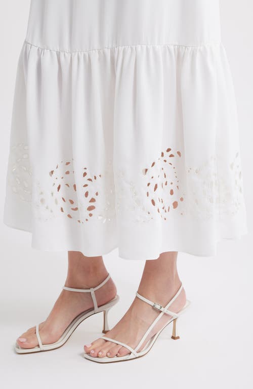 Halogen ® Eyelet Ruffle Midi Skirt In White