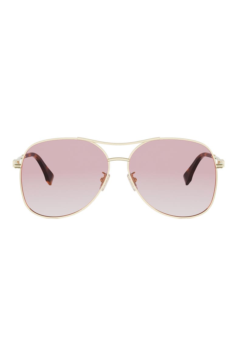 Fendigraphy 61mm Gradient Pilot Sunglasses, Main, color, SHINY ENDURA GOLD / GRADIENT