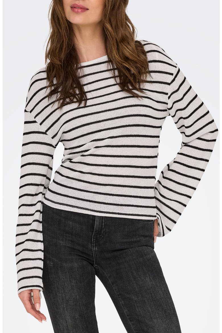 Spezia Life Boat Neck Top, Main, color, CLOUDDANCER/ BLACK STRIPES