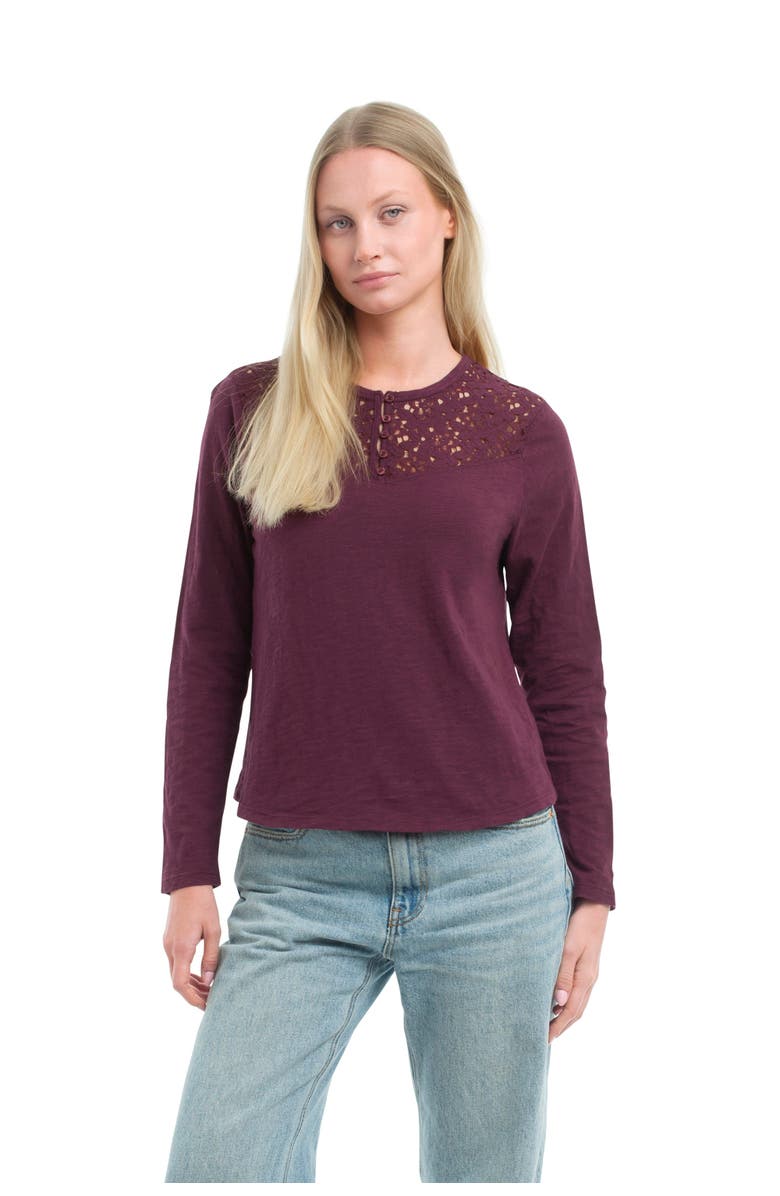 WILT Clothing Lace Yoke Henley Tee, Alternate, color, 