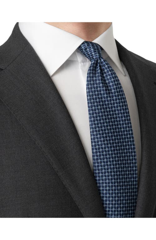 Eton Navy Geometric Pattern Silk Jacquard Tie In Blue